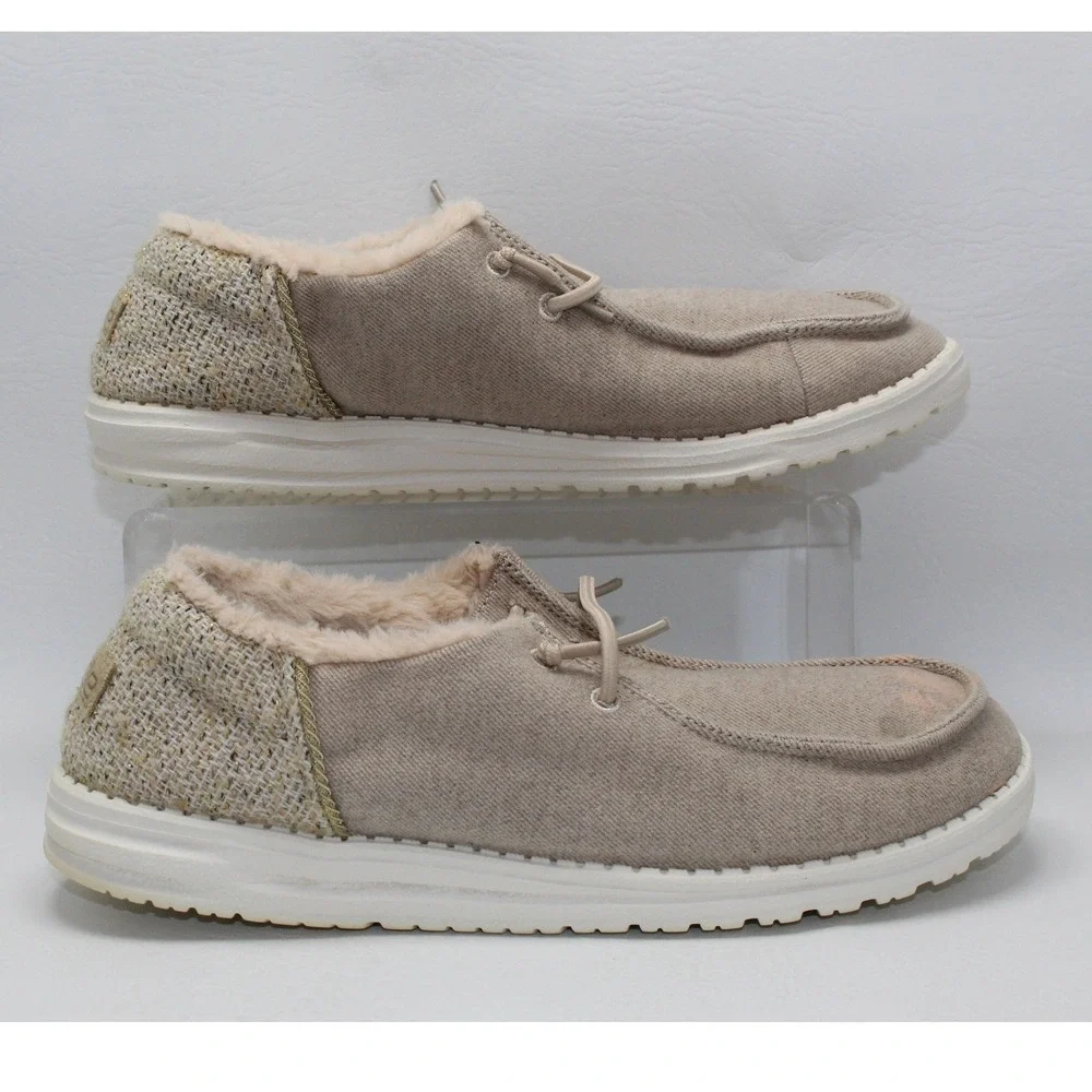 Hey Dude Wendy Funk Autumn Tan Faux Fur Lined Slip On Loafers Womens 9 121931546
